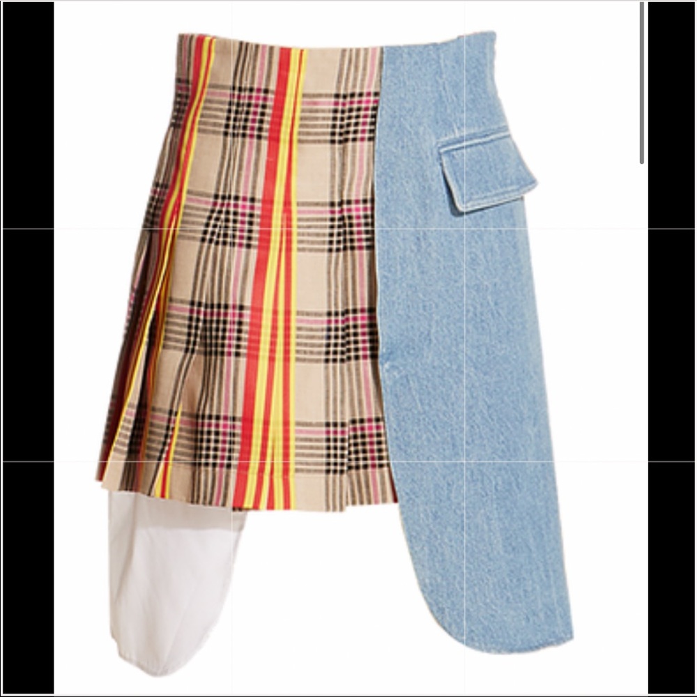 Ji Oh plaid denim mini skirt